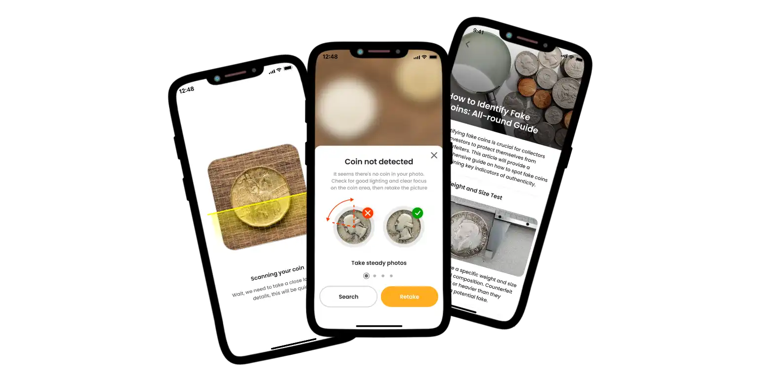 A screen from the Coin ID Scanner app.
